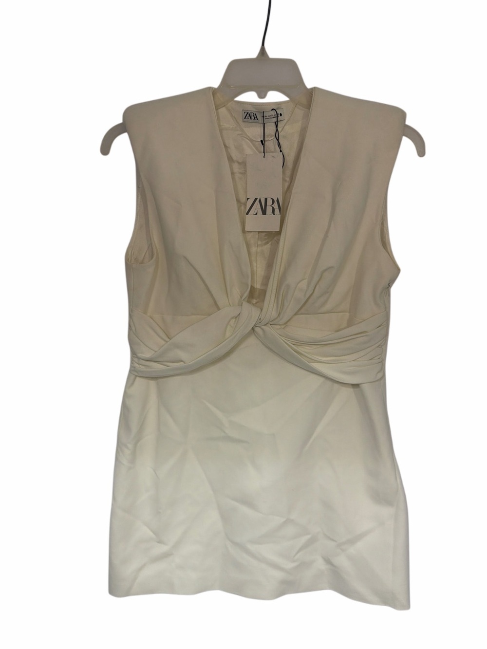 Zara Cream Knotted V-Neck Mini Dress